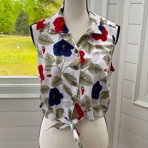 EUC Women’s Havana Jacks Cafe Sleeveless Buttoned 🌺Tropical Blouse🌺